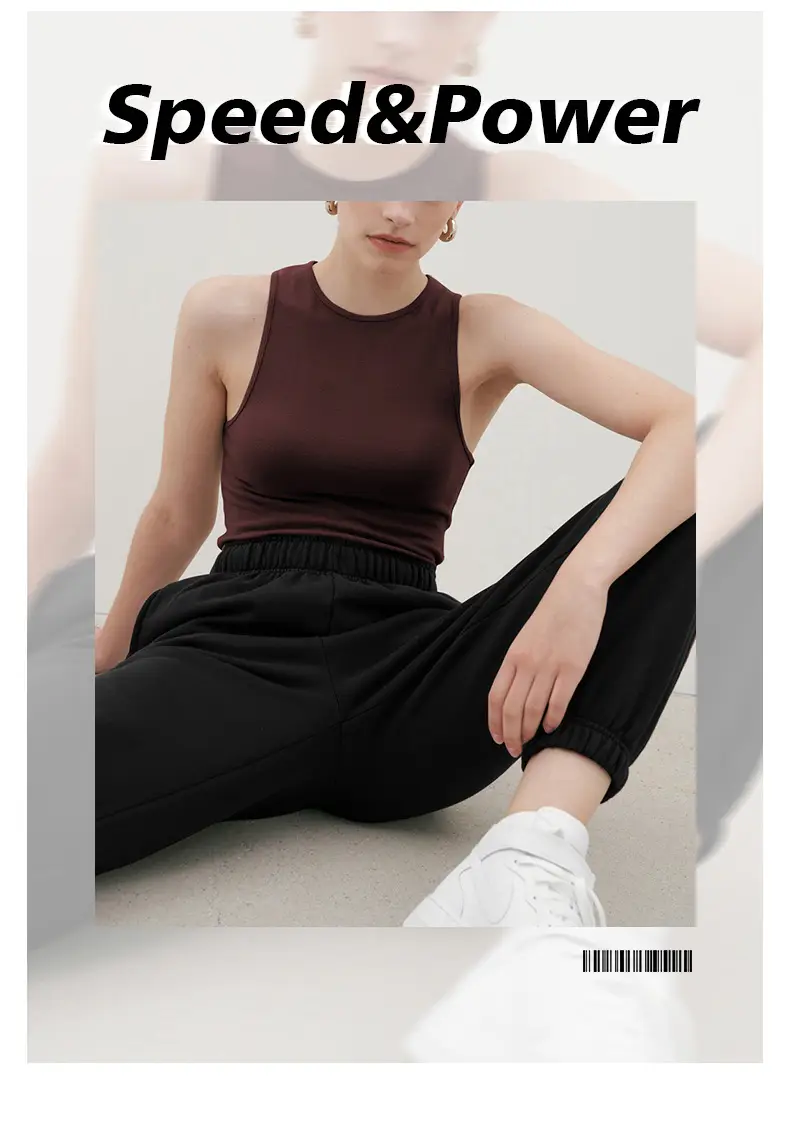 Women's Brown High-Waisted Terry Jogger Pants — feature 9