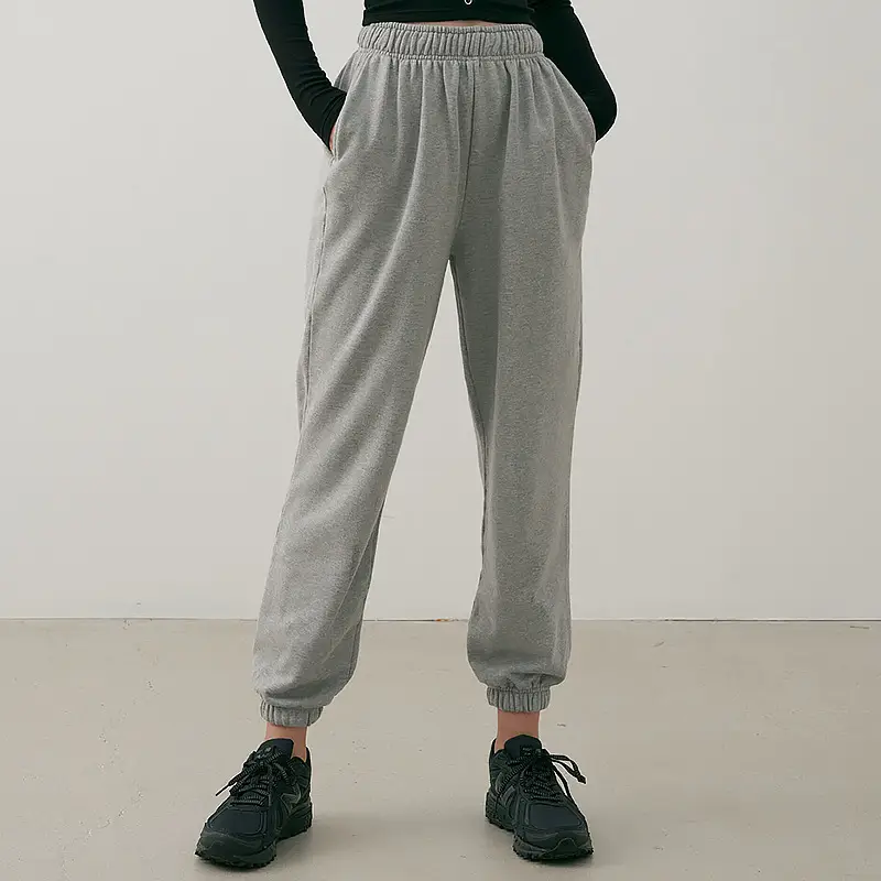 Women's Brown High-Waisted Terry Jogger Pants