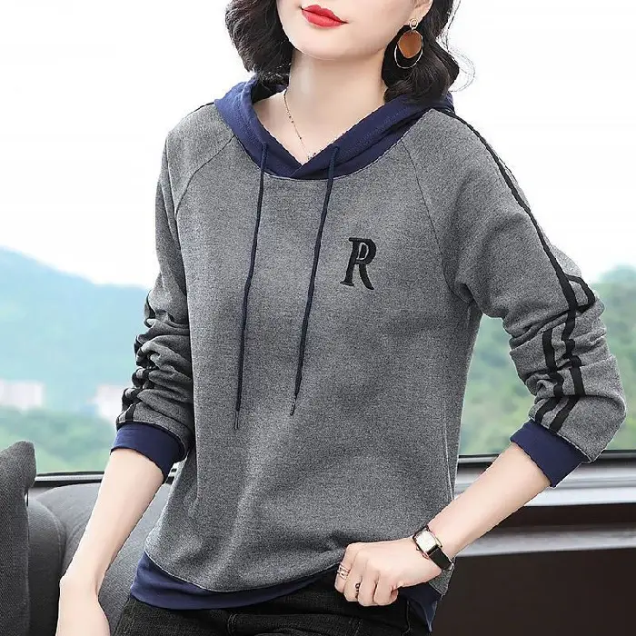 Green Fleece Hooded Sweatshirt for Women Long Sleeve - Image 2