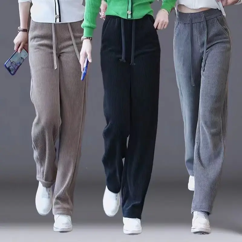 Women Fleece Lined Wide Leg Pants Cream - Image 10