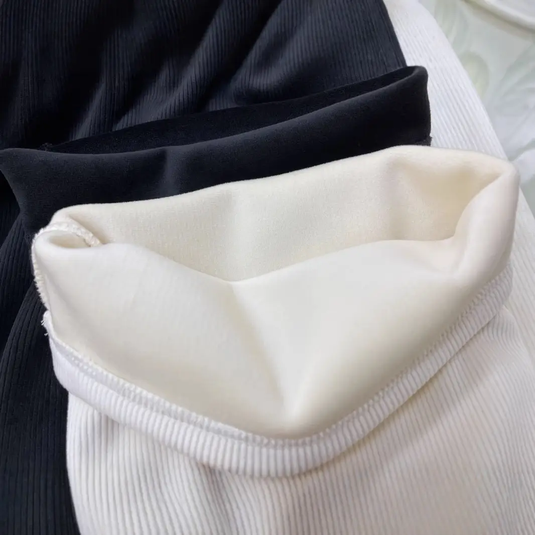 Women Fleece Lined Wide Leg Pants Cream - Image 11