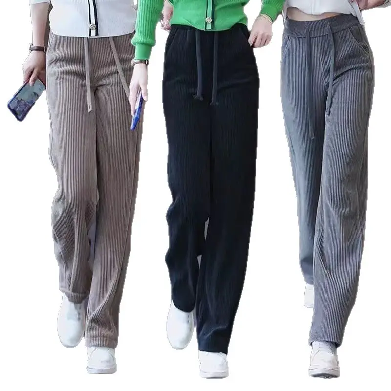 Women Fleece Lined Wide Leg Pants Cream - Image 12