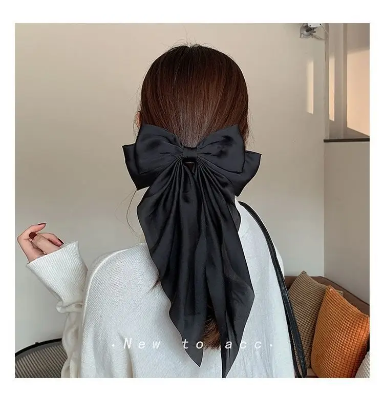 Black Bow Hairpin for Women's Back of Head - Image 2