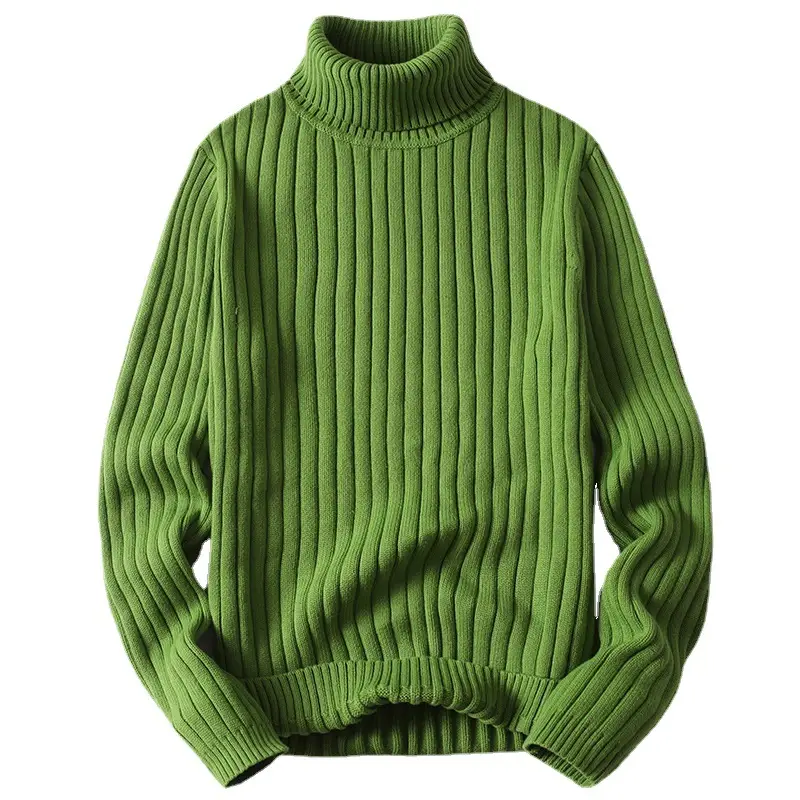 Men Blue Twisted Turtleneck Sweater Thickened All Season