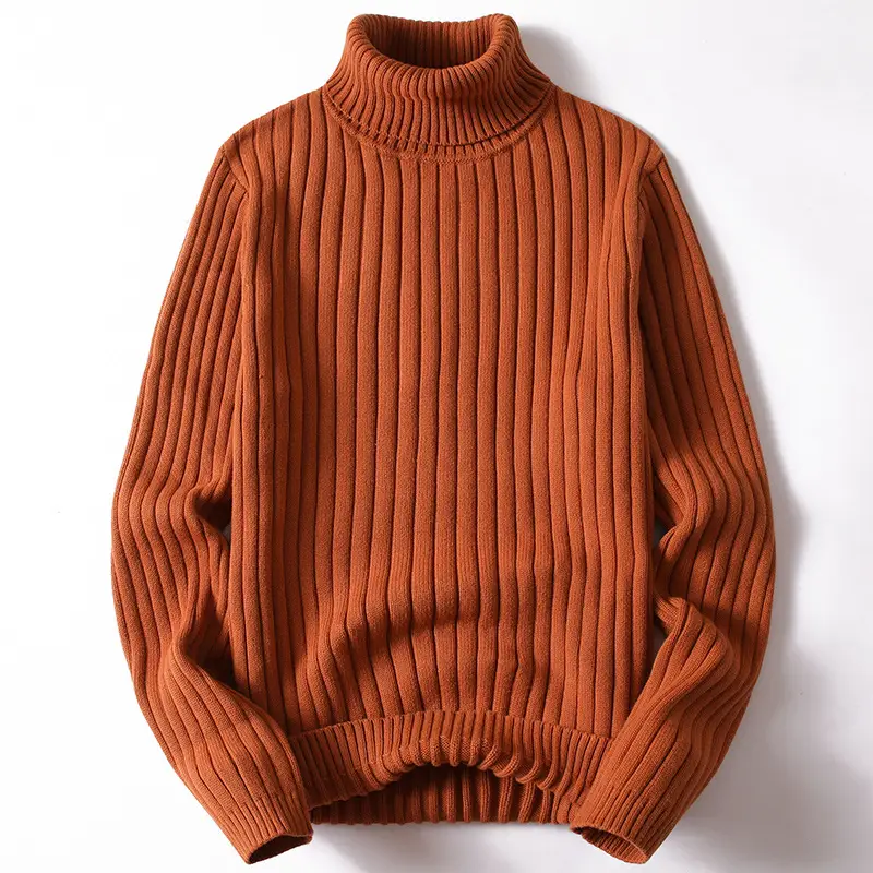 Men Blue Twisted Turtleneck Sweater Thickened All Season