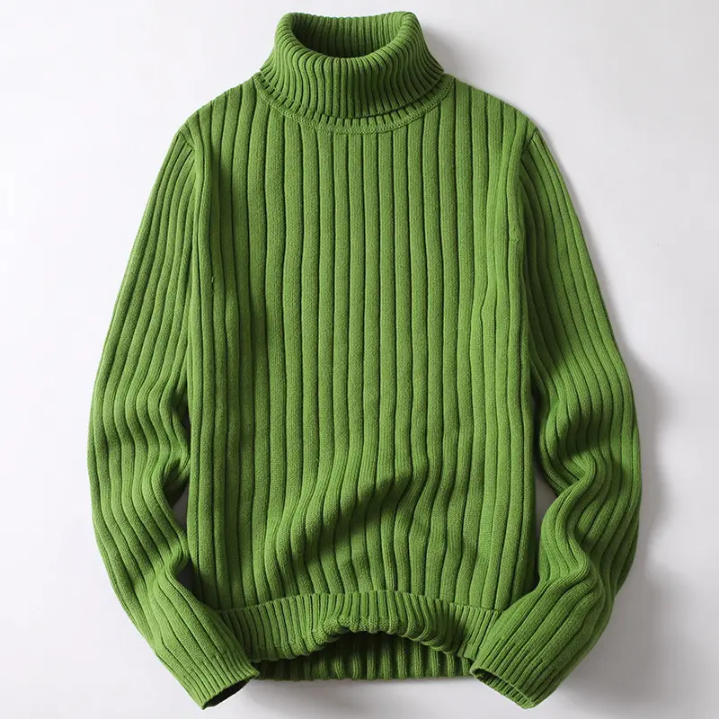 Men Blue Twisted Turtleneck Sweater Thickened All Season
