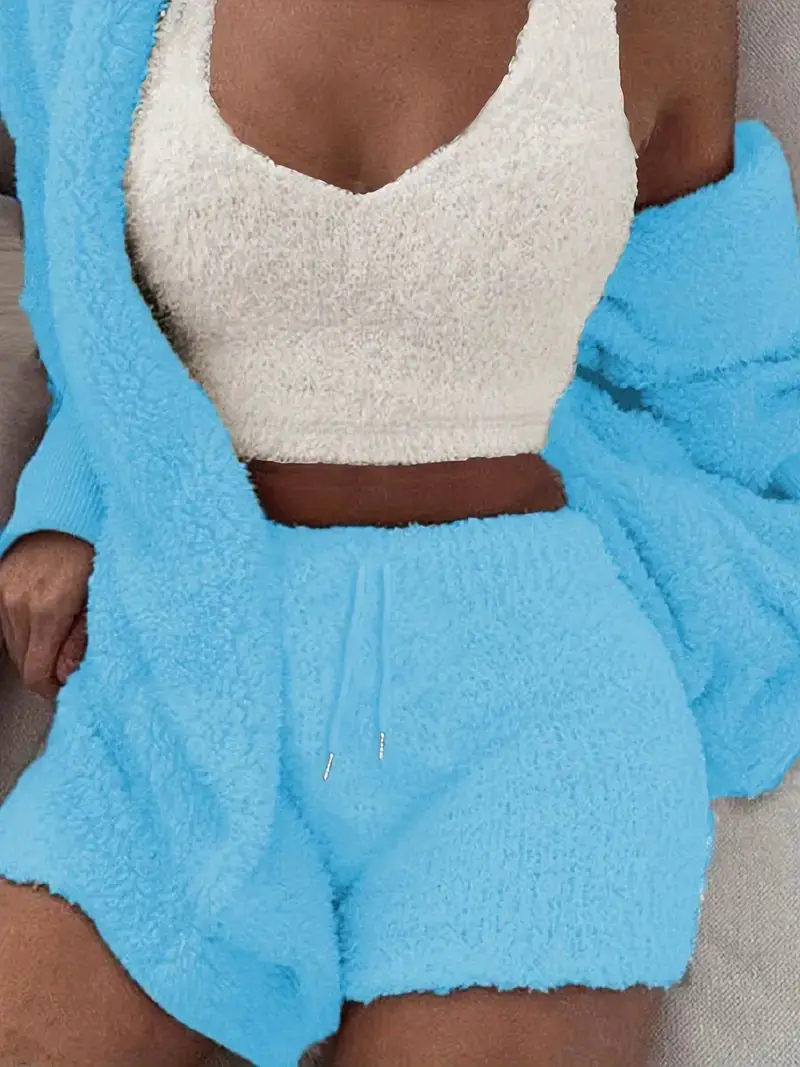 Women's Winter Plush 3-piece Pajamas Set