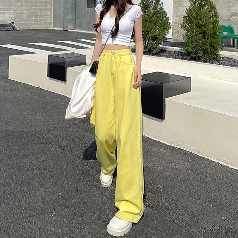 Black Grey Wide Leg Jeans Women 2021 New Autumn Winter - Image 2