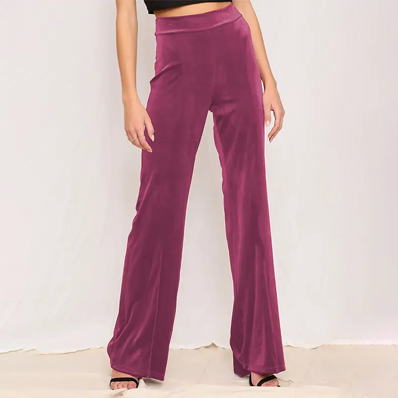 Women Velvet High Waist Elastic Yoga Pants Red
