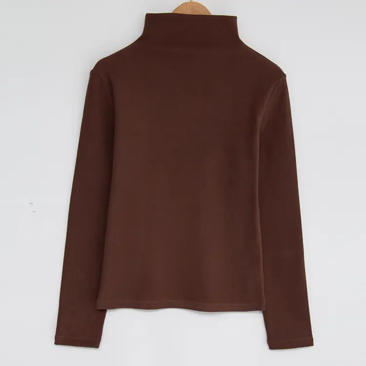 Women's High-Neck Long-Sleeved Shirt Pure Color 2023 - Image 2