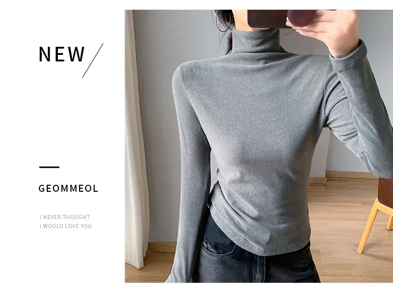 Women White Fleece Half-High Collar Long Sleeve Top — feature 8