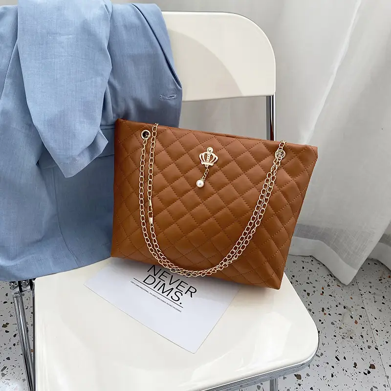 Black Diamond Embroidered Tote Bag with Crown Hardware - Image 6