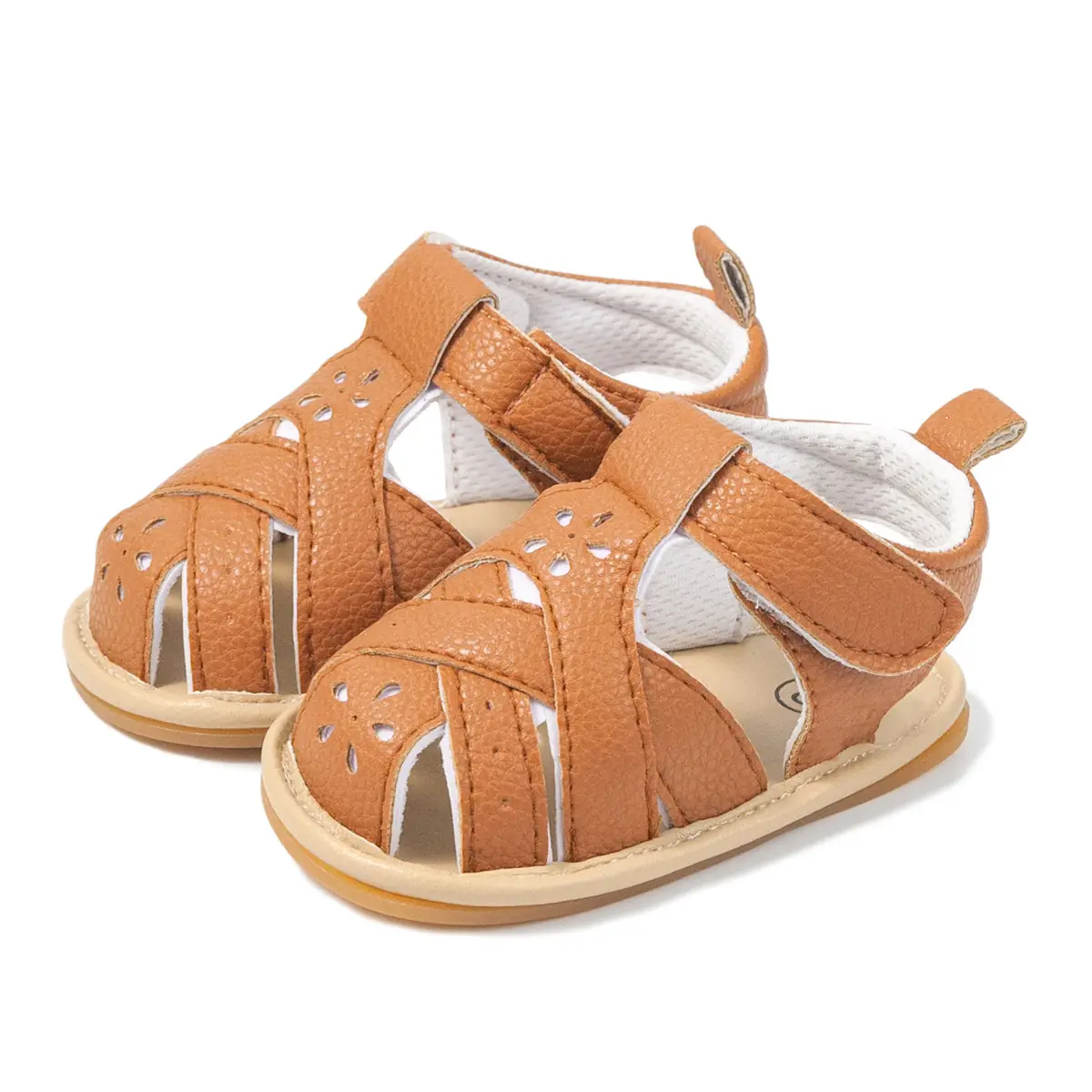 White Cross Strap Baby Sandals for Girls 0-1 Year