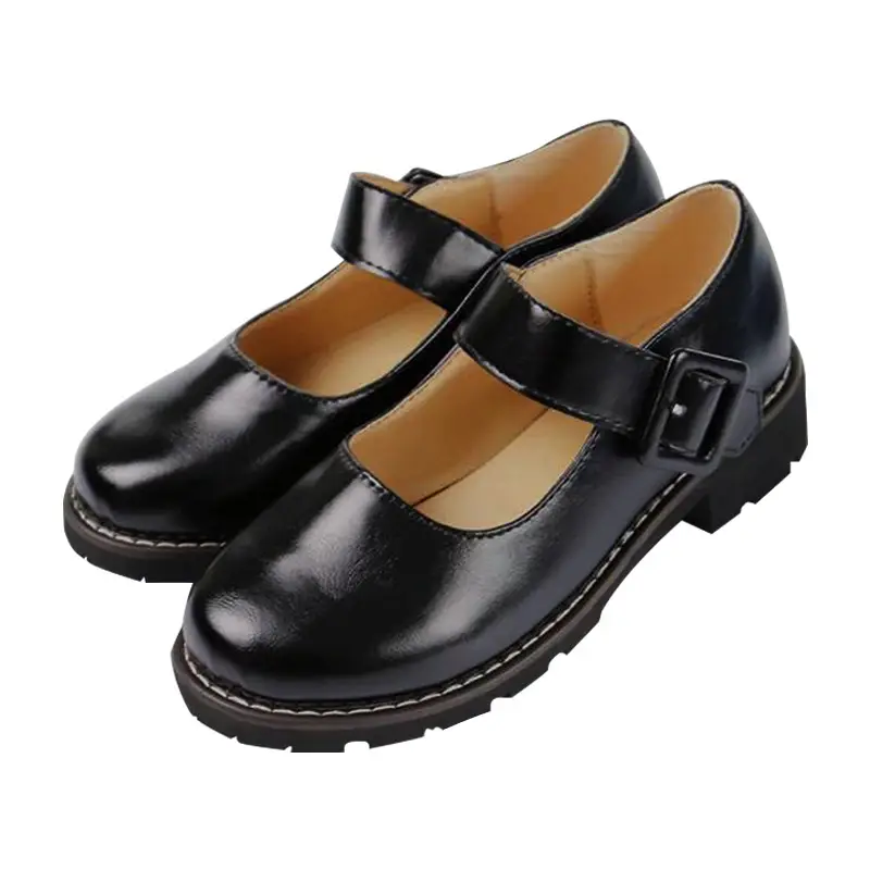 Black Leather Moccasin with Buckle Strap - Image 6