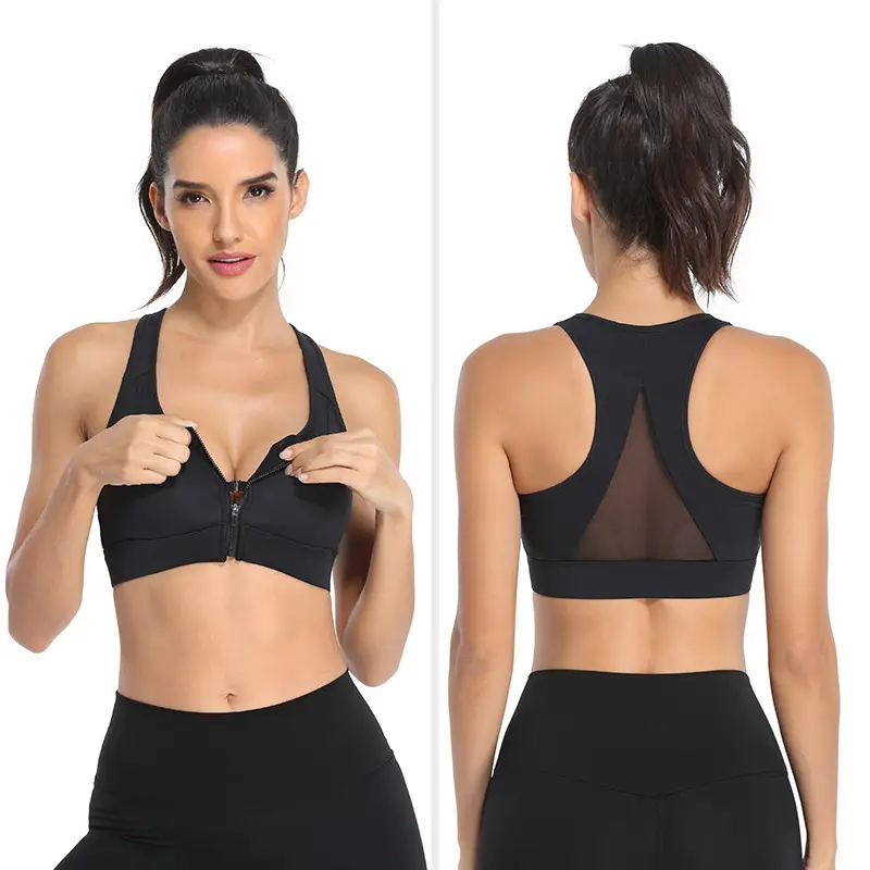 Zipper Style Bubble Wrap Internet Celebrity Beautiful Back Sports Bra Women's Push-Up Fitness Big Breasts Showing Small Vest Style Yoga Wear Intimates