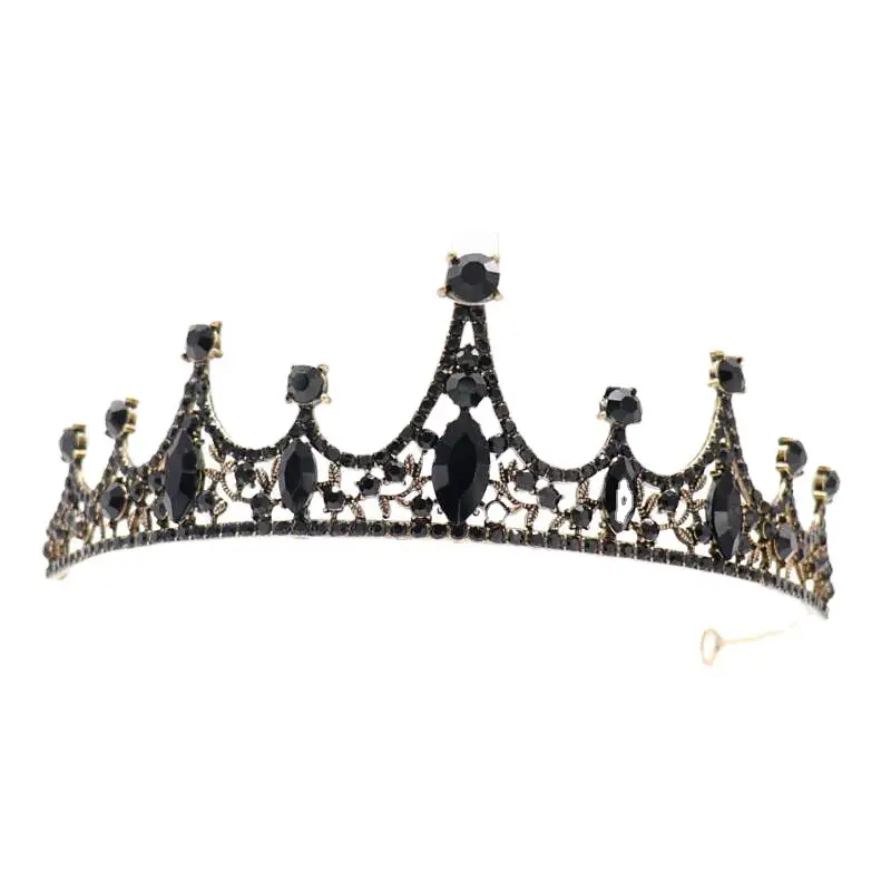 Black Crystal Bridal Tiara Crown for Girls - Image 5