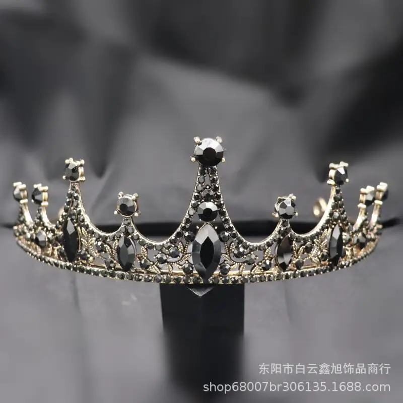 Black Crystal Bridal Tiara Crown for Girls - Image 2