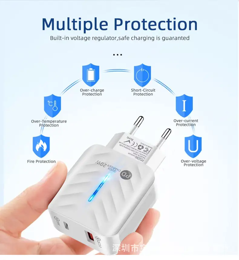European PD20W Charger 38W Dual Port A+C Mobile Power Adapter — feature 7