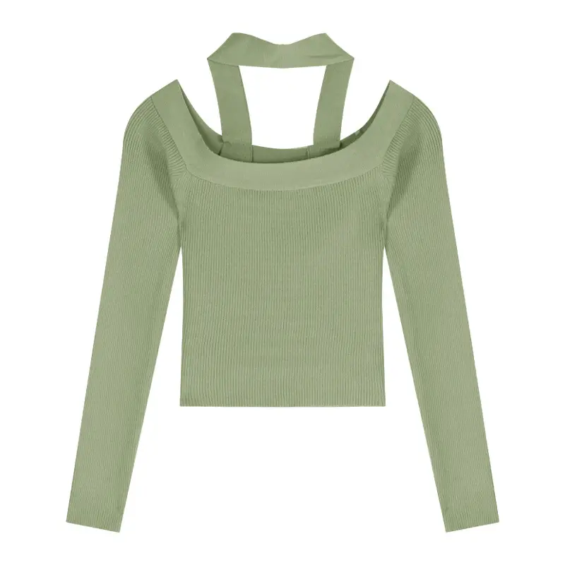 Women Knit Off-Shoulder Collar Top Maroon Spring Autumn 2025 - Image 11