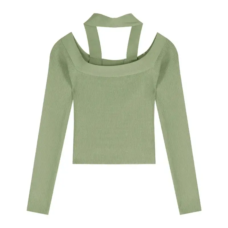 Women Knit Off-Shoulder Collar Top Maroon Spring Autumn 2025 - Image 3