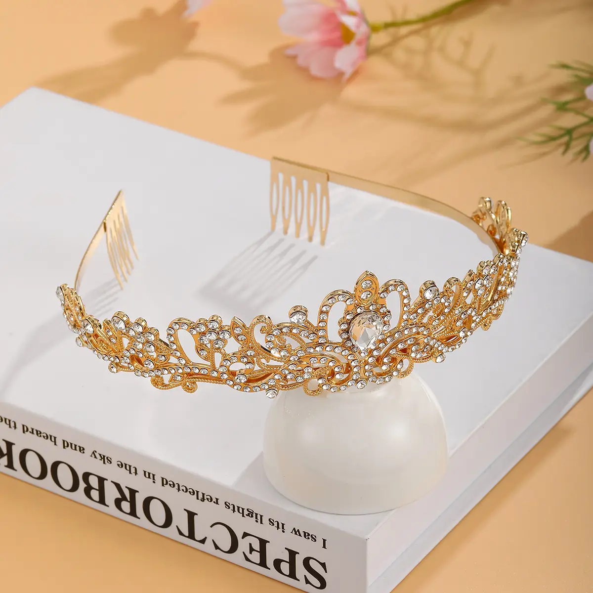 Purple Crystal Bridal Headband Crown for Girls