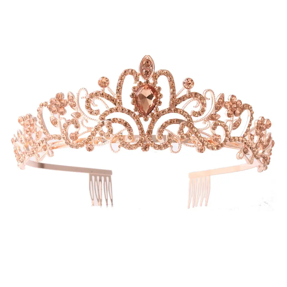 Purple Crystal Bridal Headband Crown for Girls