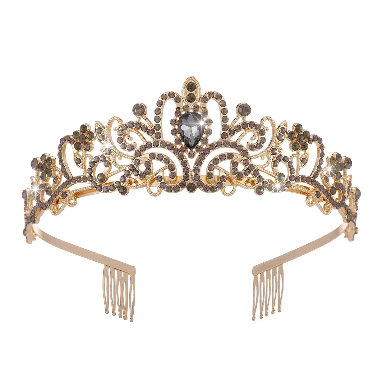 Purple Crystal Bridal Headband Crown for Girls