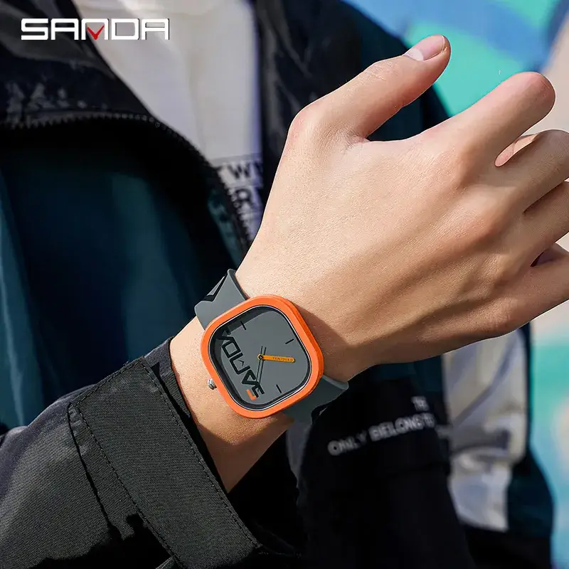 Sanda New Silicone Band Square Watch for Men Women