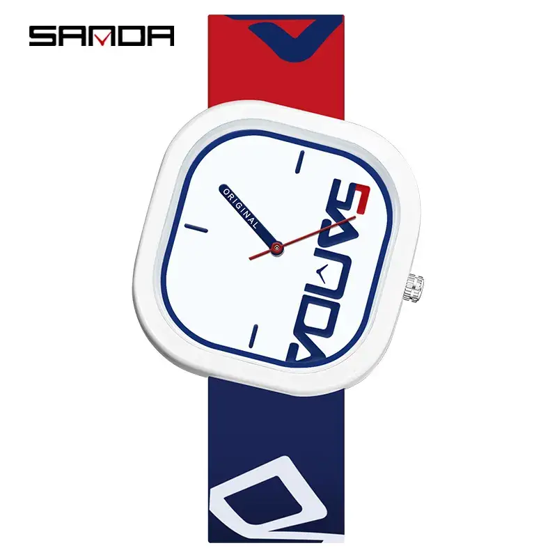 Sanda New Silicone Band Square Watch for Men Women