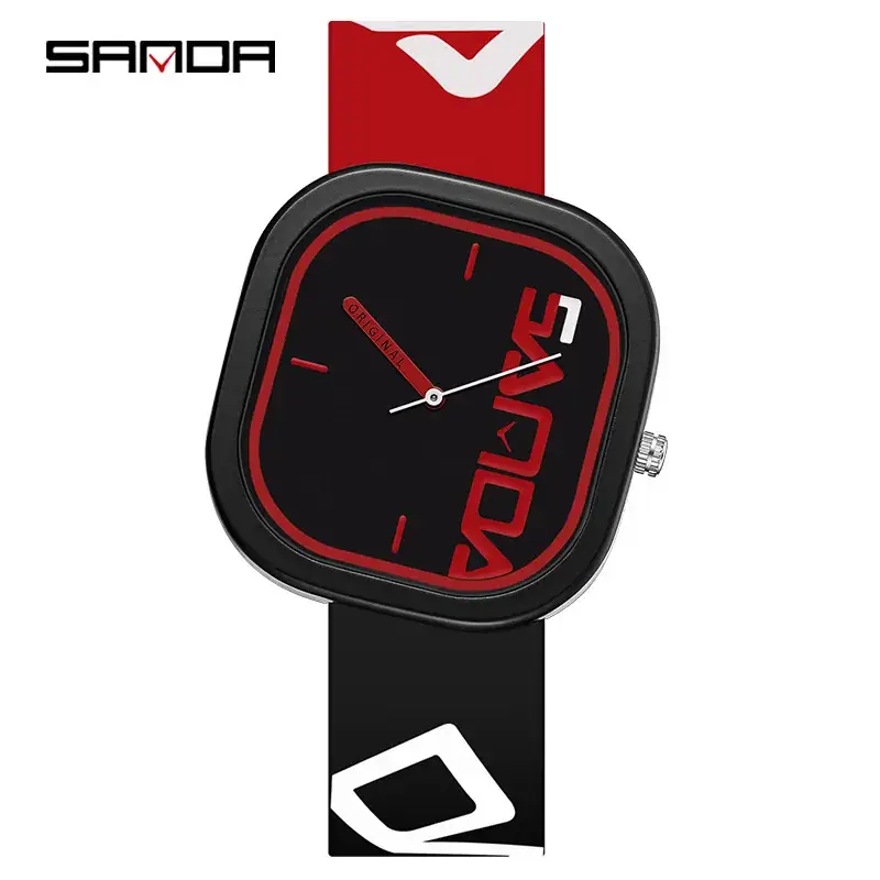 Sanda New Silicone Band Square Watch for Men Women