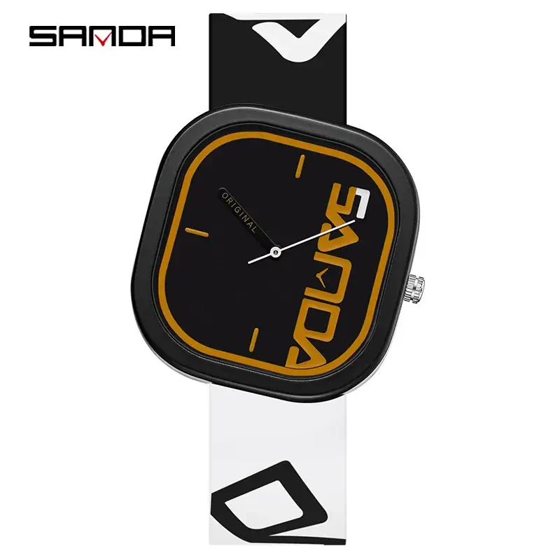 Sanda New Silicone Band Square Watch for Men Women