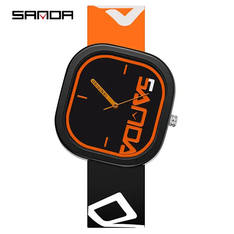 Sanda New Silicone Band Square Watch for Men Women