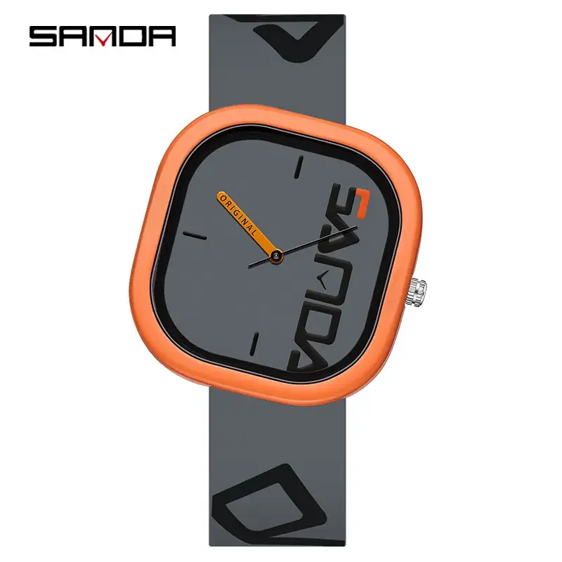Sanda New Silicone Band Square Watch for Men Women