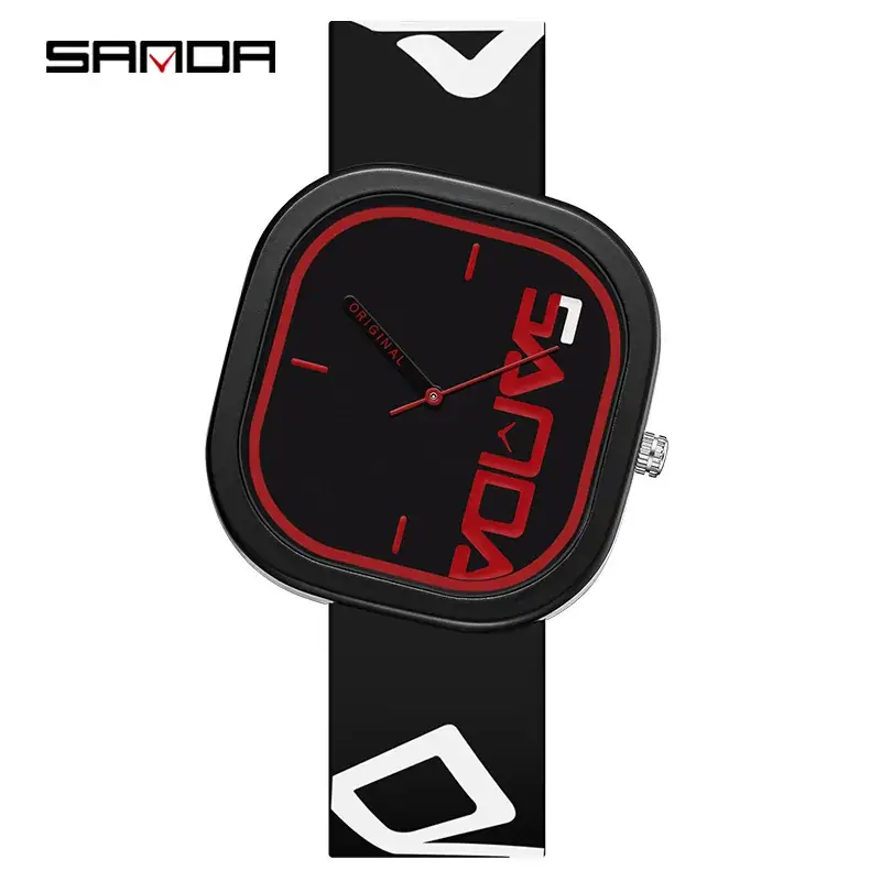 Sanda New Silicone Band Square Watch for Men Women
