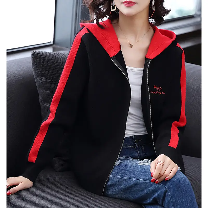 Women's Grey Hooded Fleece Jacket Autumn Winter - Image 4