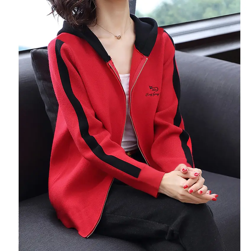 Women's Grey Hooded Fleece Jacket Autumn Winter - Image 6