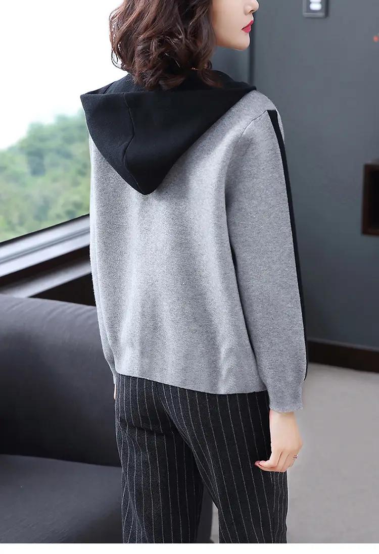 Women's Grey Hooded Fleece Jacket Autumn Winter — feature 14