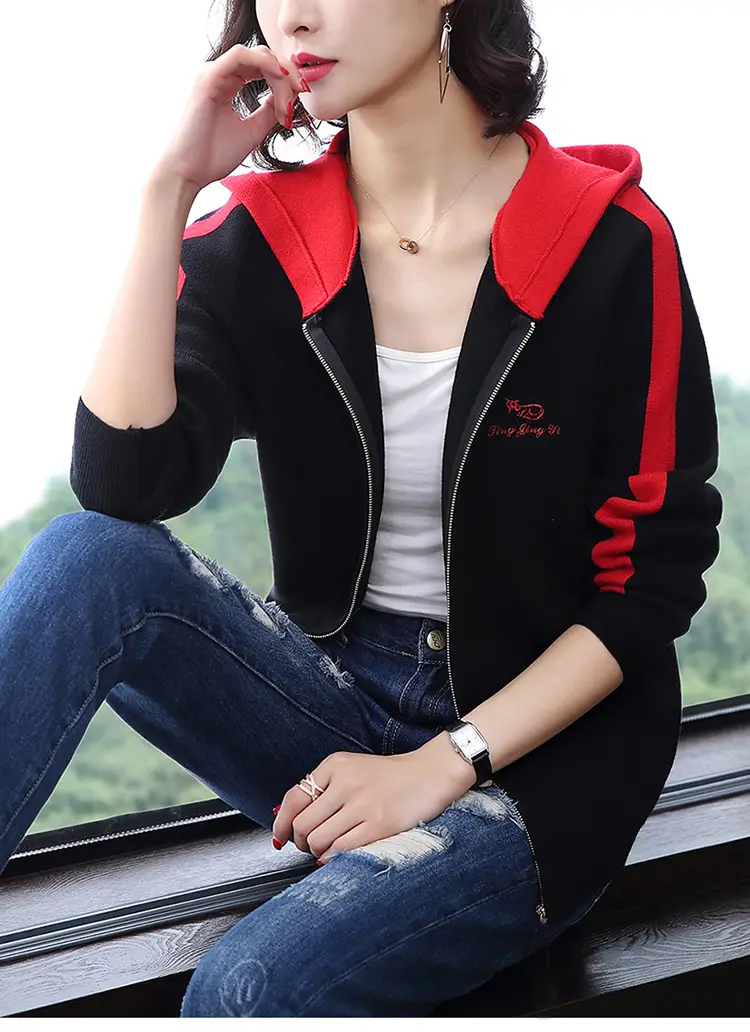Women's Grey Hooded Fleece Jacket Autumn Winter — feature 15