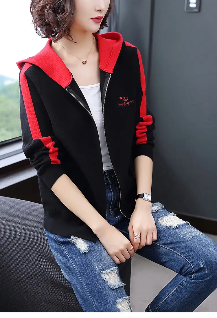 Women's Grey Hooded Fleece Jacket Autumn Winter — feature 17