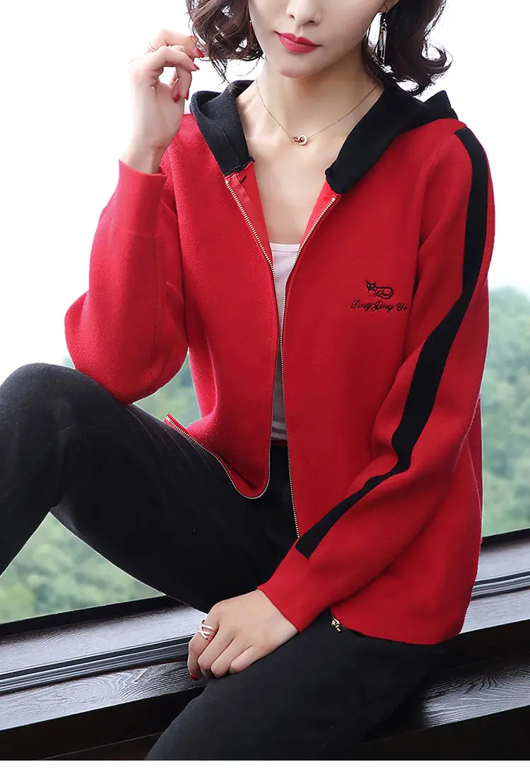 Women's Grey Hooded Fleece Jacket Autumn Winter — feature 6