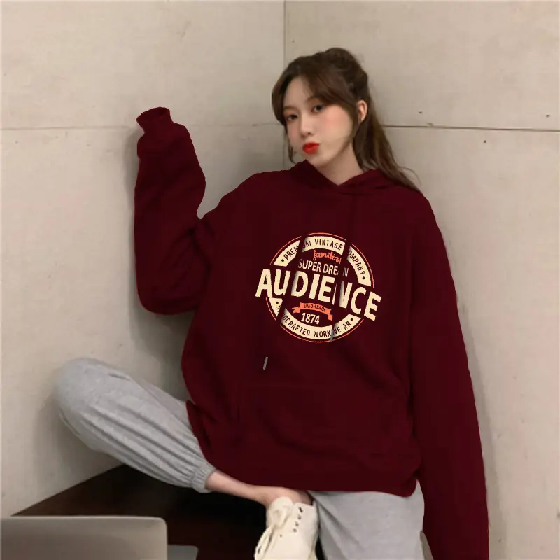 Women Fleece Hoodie Set Antique Green Red