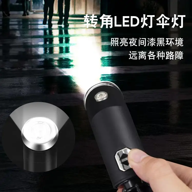 LED Folding Sun Umbrella Black Waterproof - Image 11