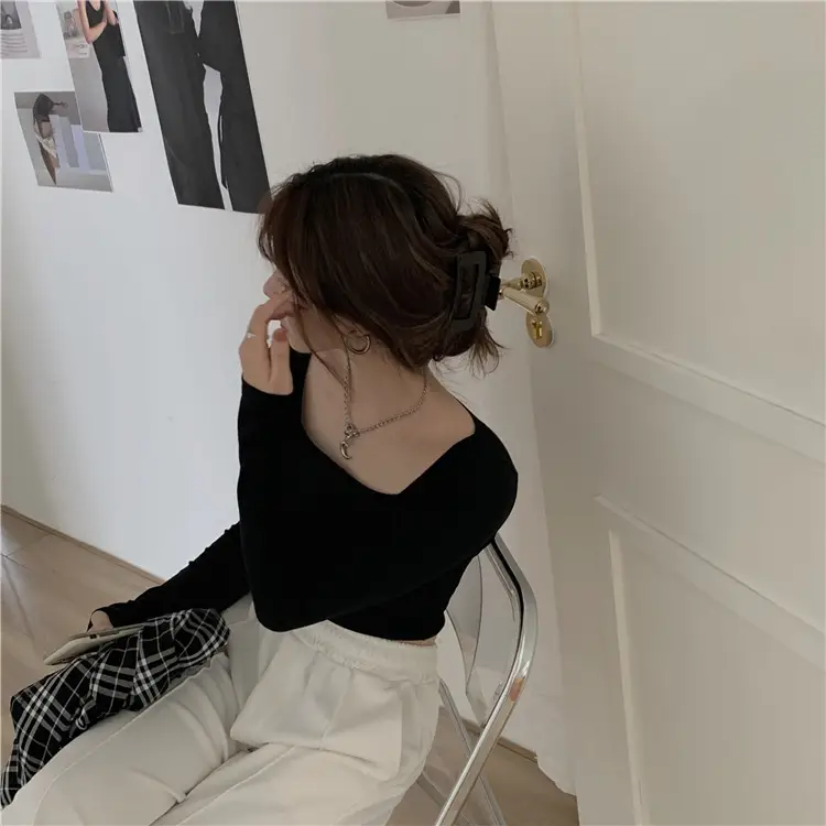 Women Square Neck Long Sleeve Top Pink Pants Set — feature 8