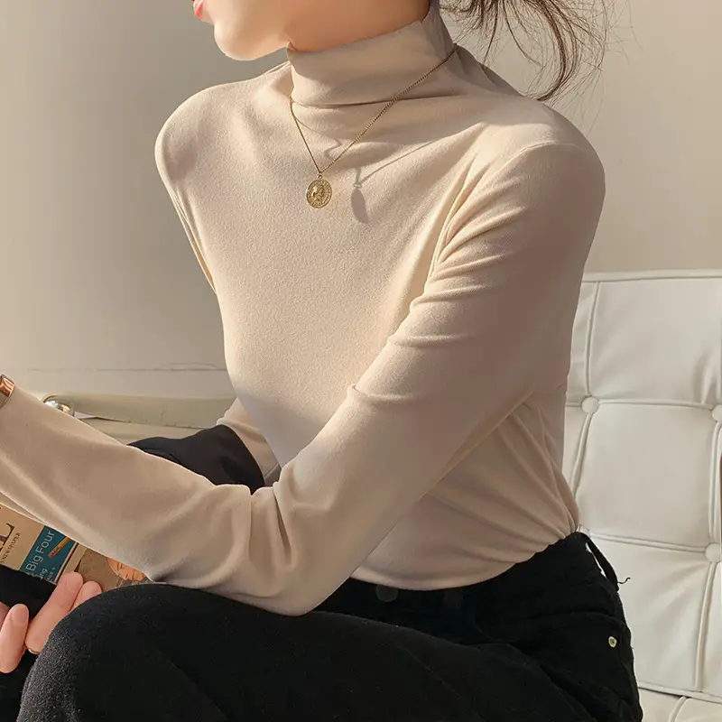 Double-Sided Velvet Collar Shirt Women Black Slim Fit