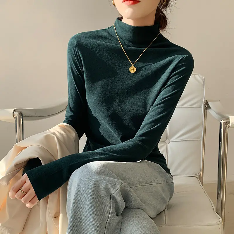 Double-Sided Velvet Collar Shirt Women Black Slim Fit