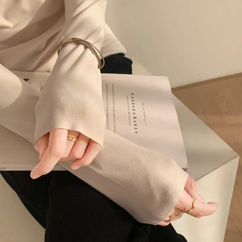 Double-Sided Velvet Collar Shirt Women Black Slim Fit
