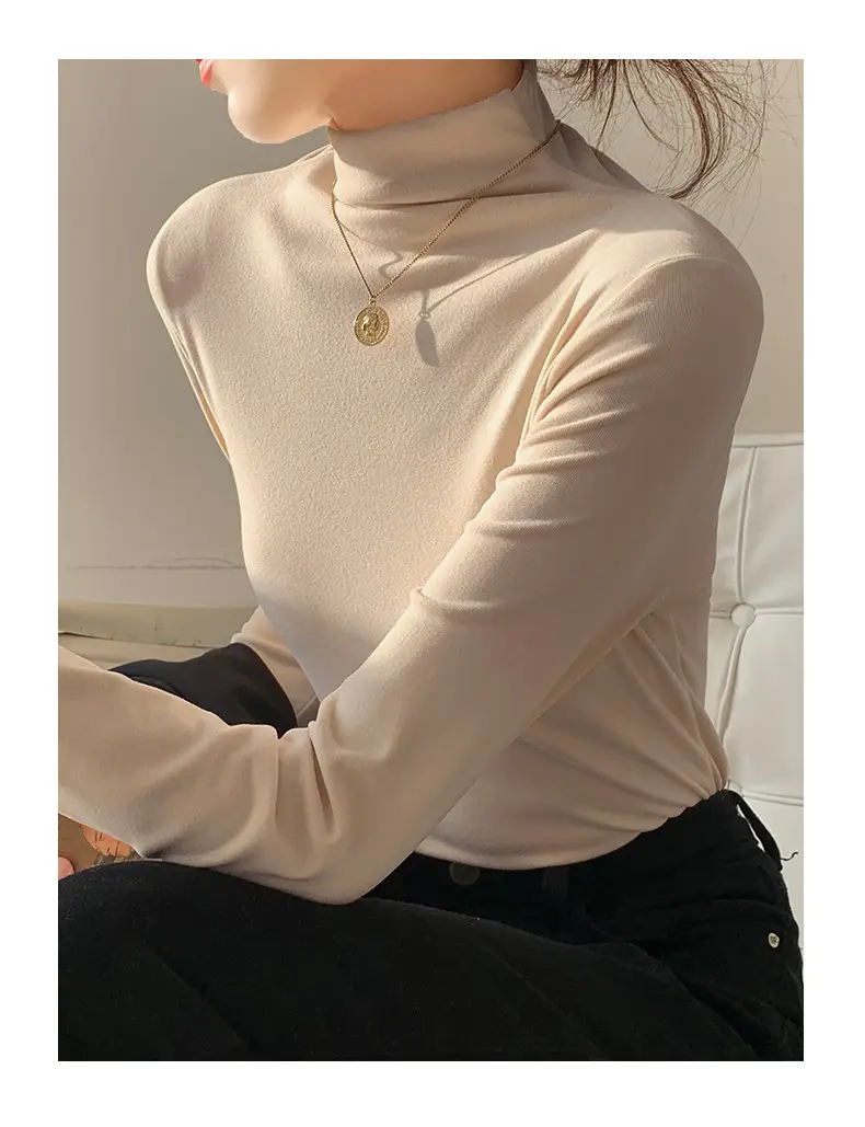 Double-Sided Velvet Collar Shirt Women Black Slim Fit — feature 1