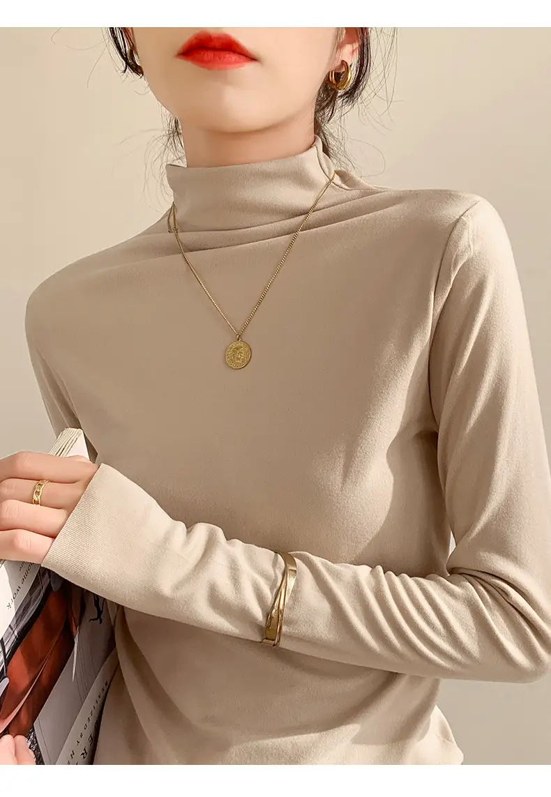Double-Sided Velvet Collar Shirt Women Black Slim Fit — feature 12