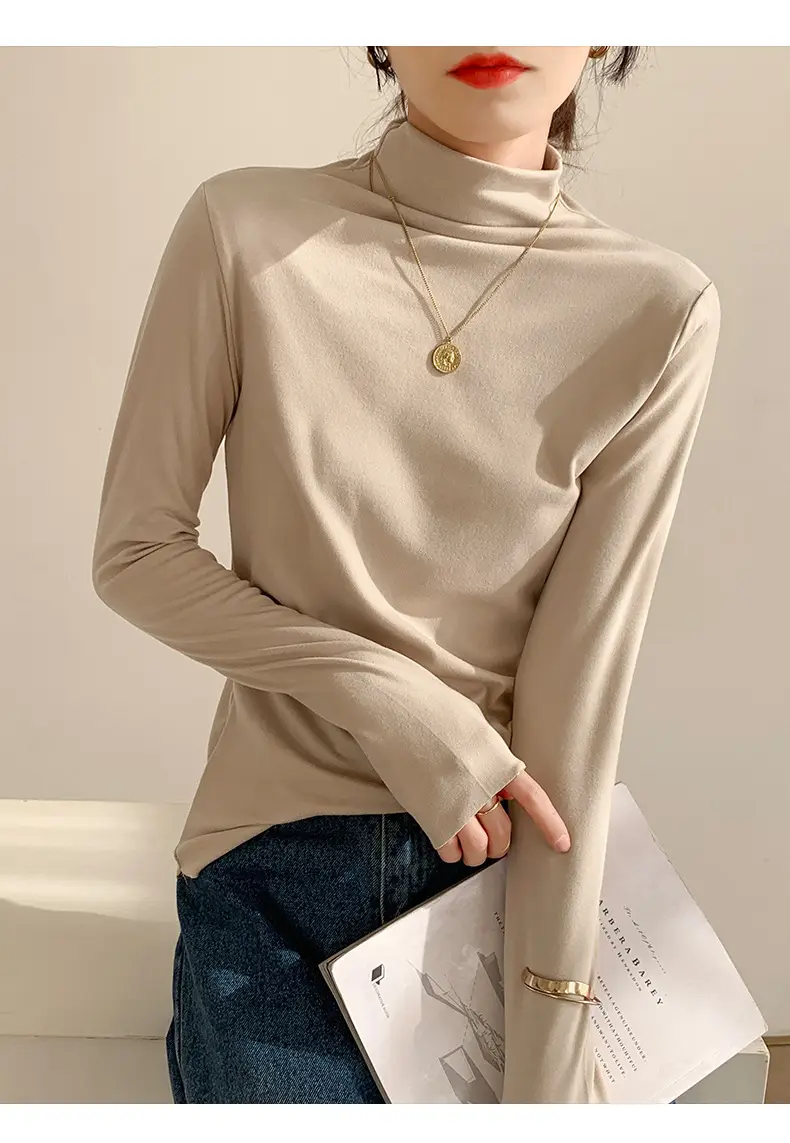 Double-Sided Velvet Collar Shirt Women Black Slim Fit — feature 13