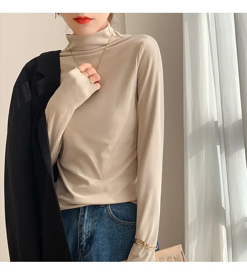 Double-Sided Velvet Collar Shirt Women Black Slim Fit — feature 15